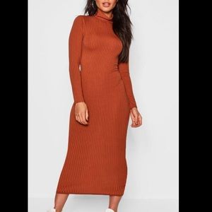 Ribbed Neck Midi Dress